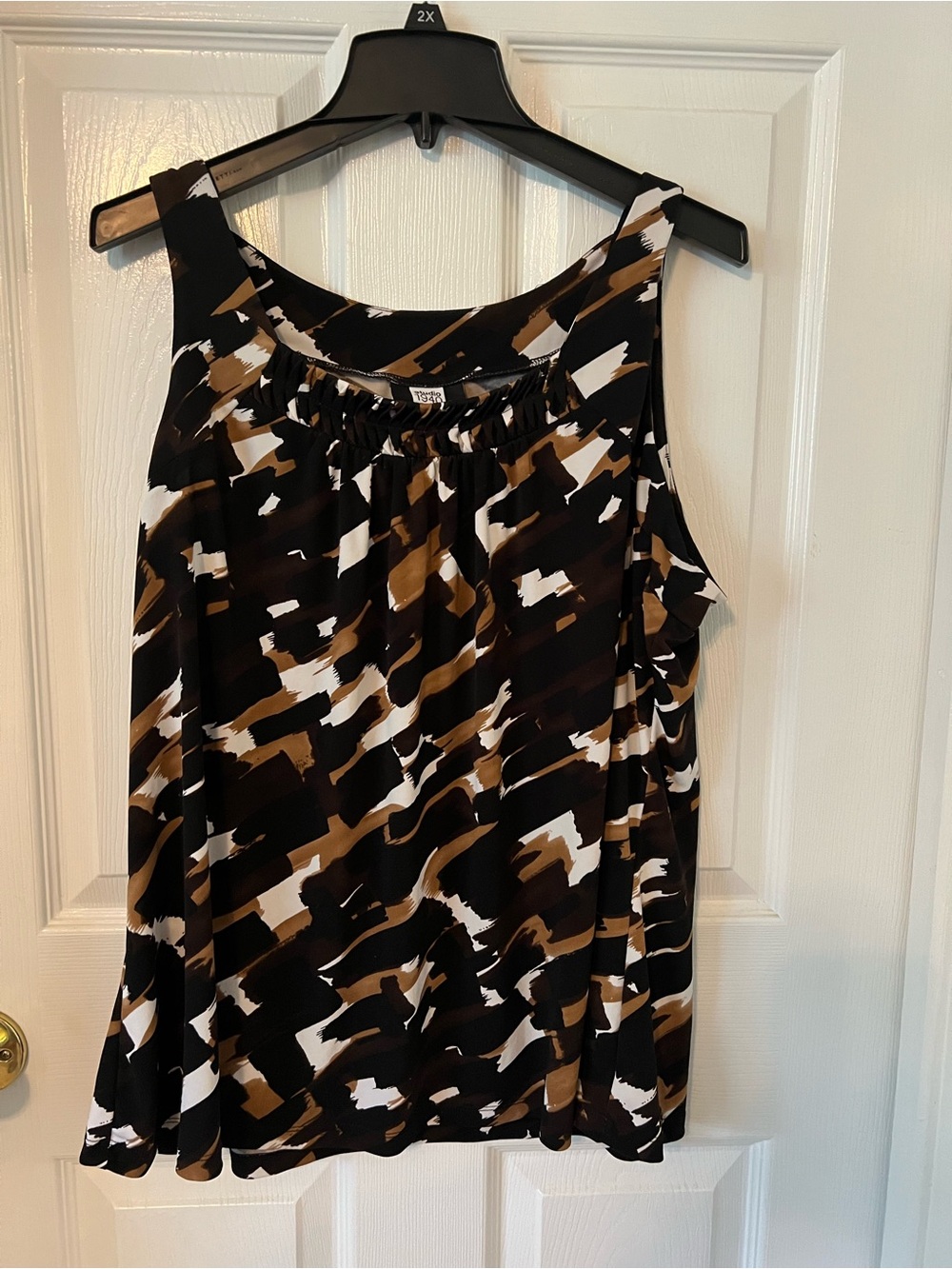 Studio Black, Brown & White Printed Sleeveless Tank